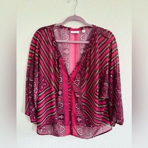 New York & Company Pink and Black Blouse